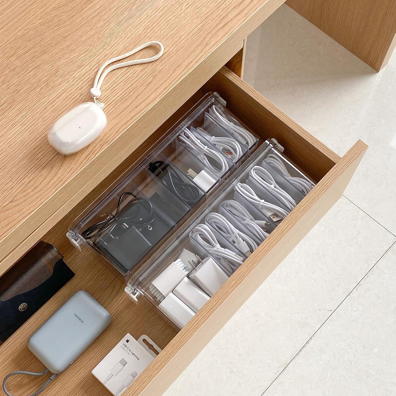 Caja Organizadora de Cables Yesesion 7 Compartimentos Transparente