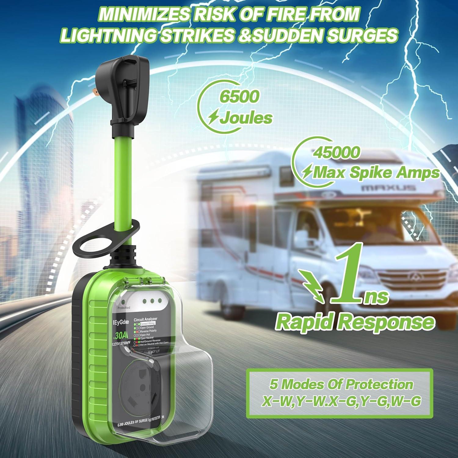 Protector de Sobretensión EyGde 30A con Cubierta Impermeable