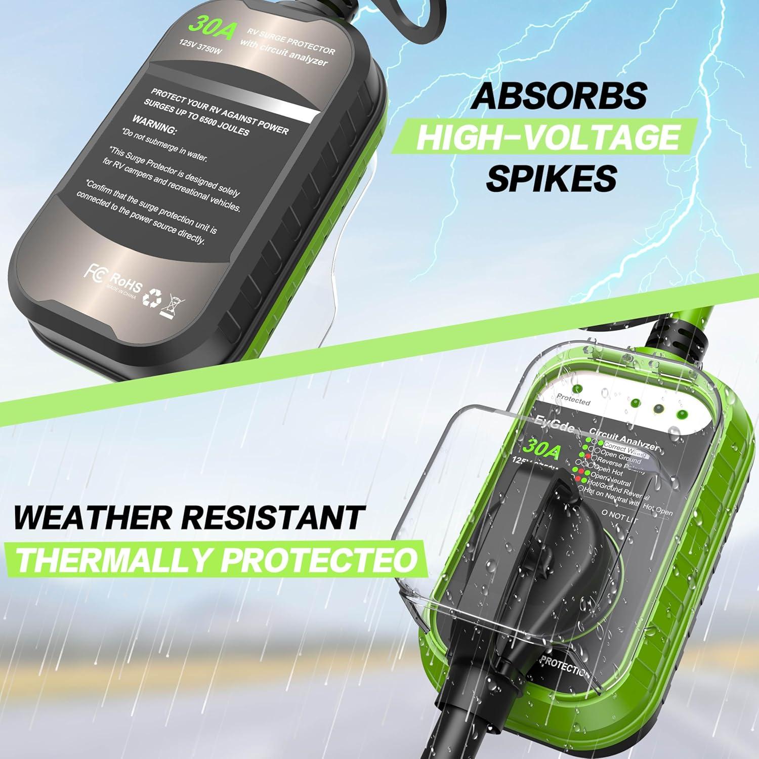 Protector de Sobretensión EyGde 30A con Cubierta Impermeable