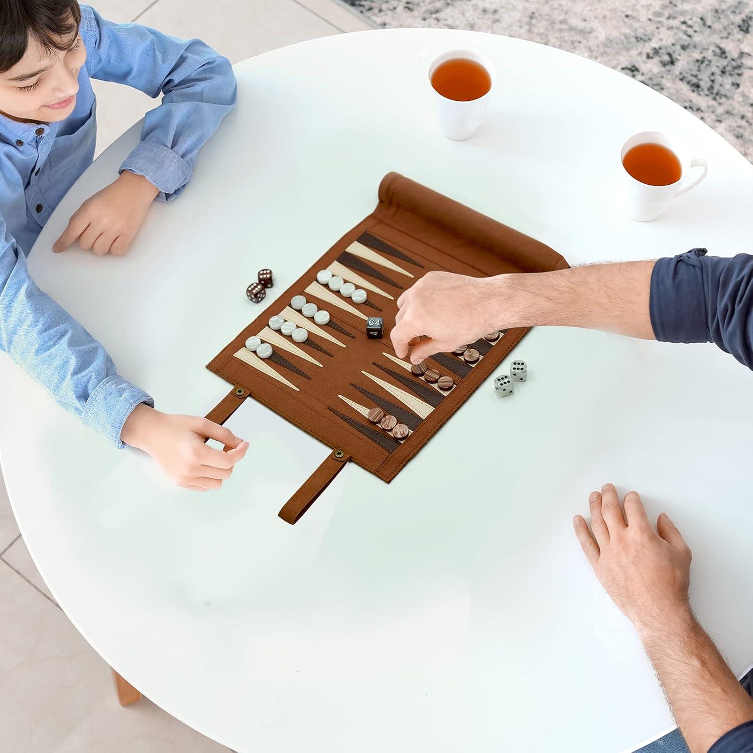 Woodronic Juego 3 en 1 Ajedrez, Damas y Backgammon Plegable