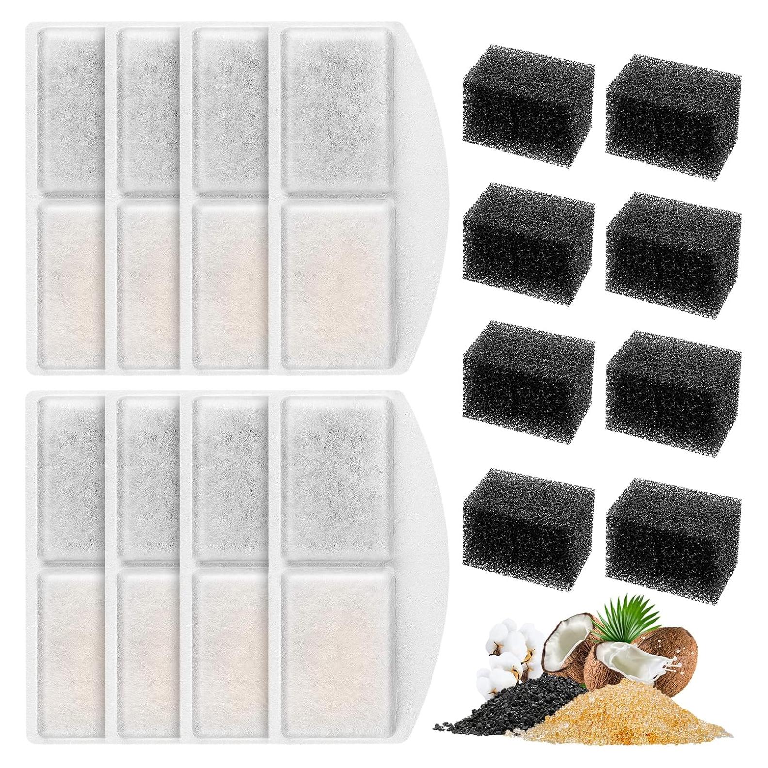 Paquete de 16 Filtros y Esponjas para Fuente de Agua MyfatBOSS