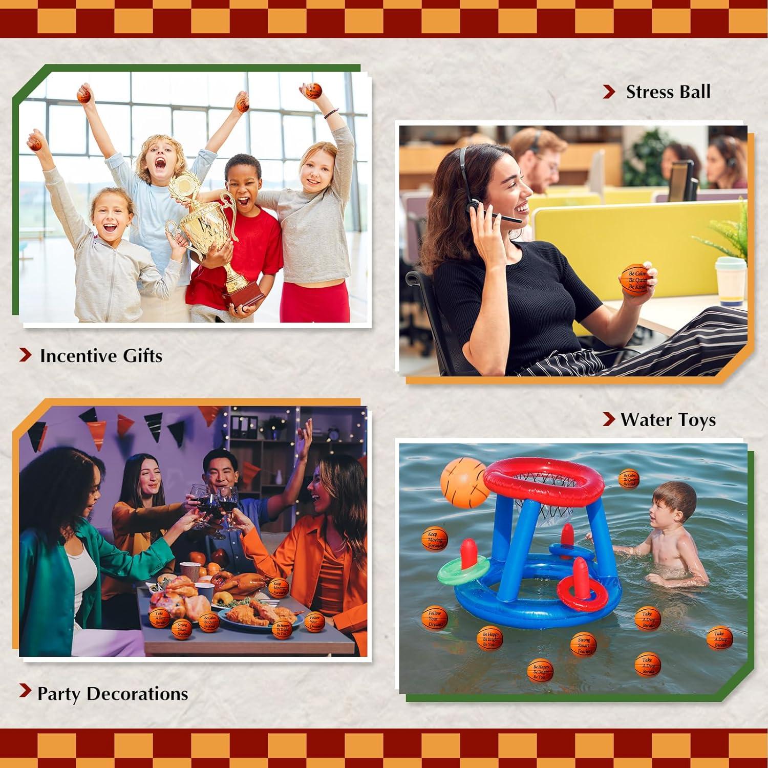 30 Pelotas Antiestrés de Baloncesto Blulu con Citas Motivacionales