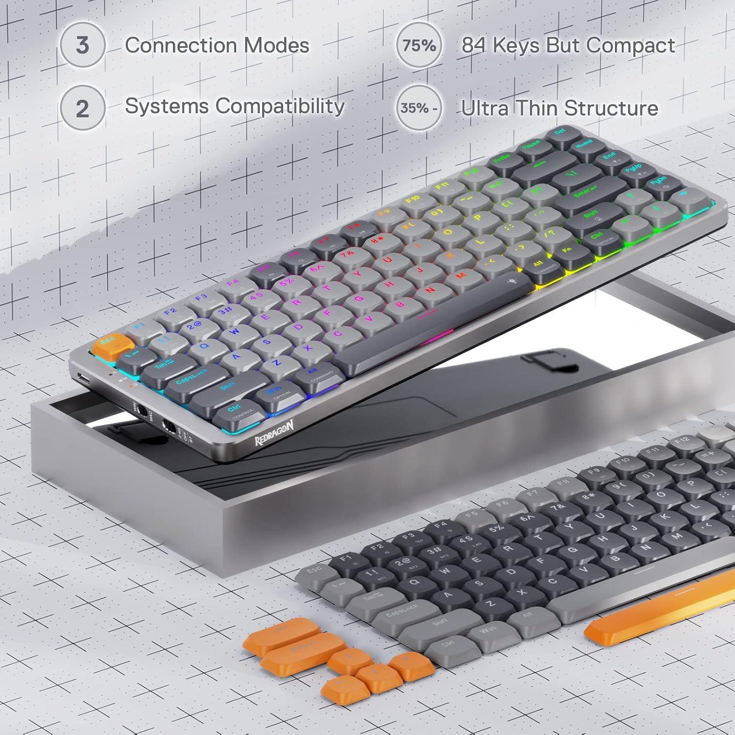 Teclado Mecánico Inalámbrico Redragon K652 75% RGB