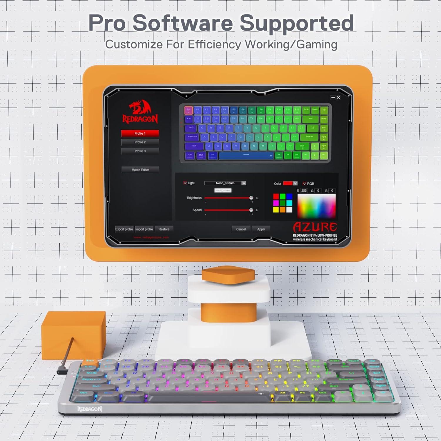 Teclado Mecánico Inalámbrico Redragon K652 75% RGB