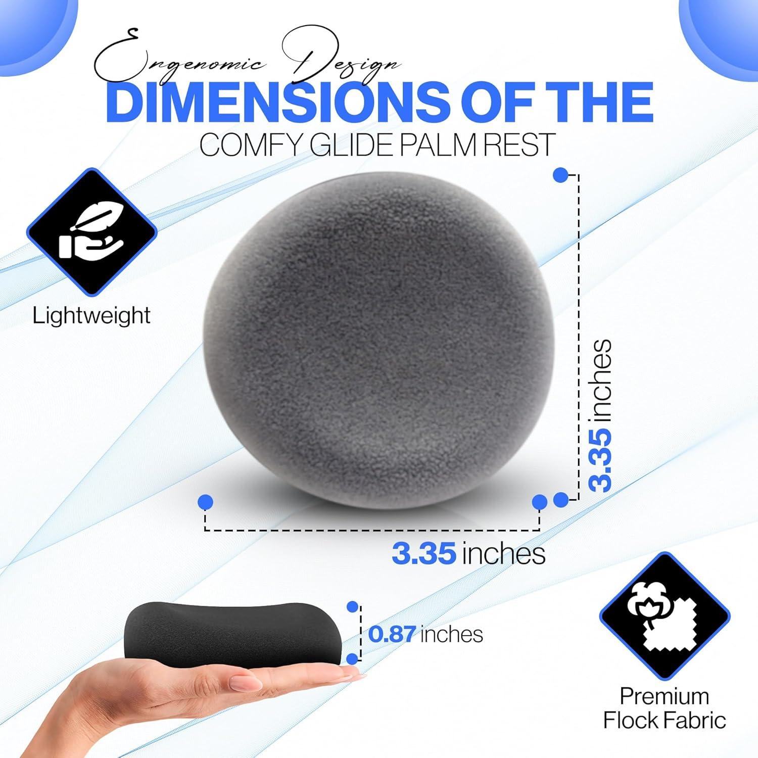 Reposa Palmas Ergonómico KOVEHN Comfy Glide Gris Ceniza