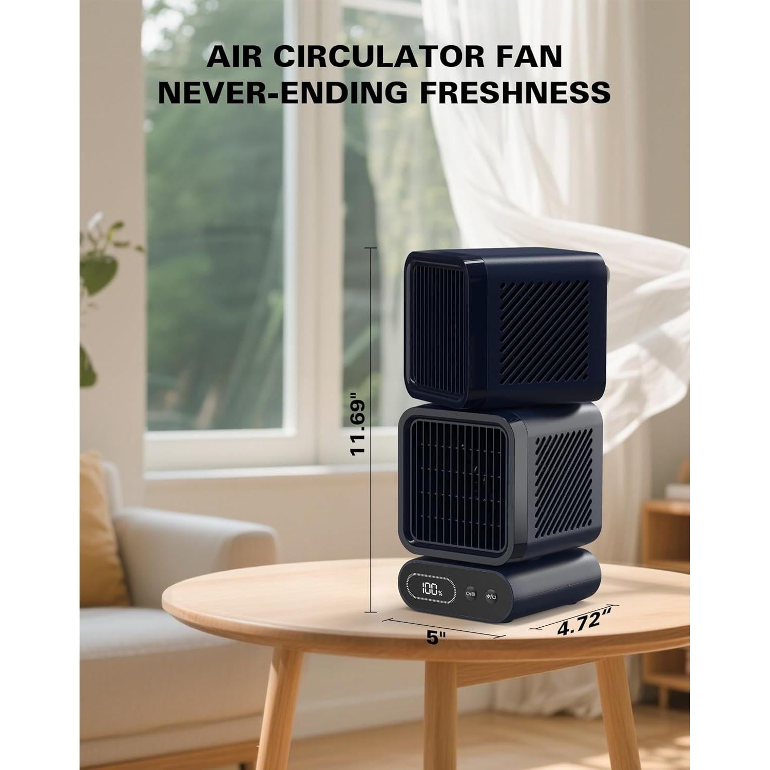 Ventilador de Mesa Hotsales 11" Recargable USB 6000mAh 6 Velocidades