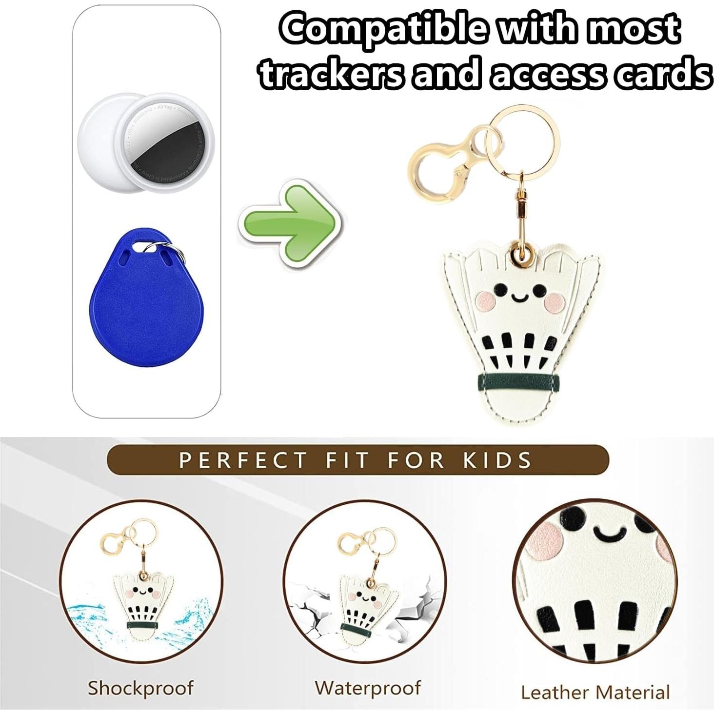 Funda de cuero PU BORKUANA para AirTag - Diseño Bádminton