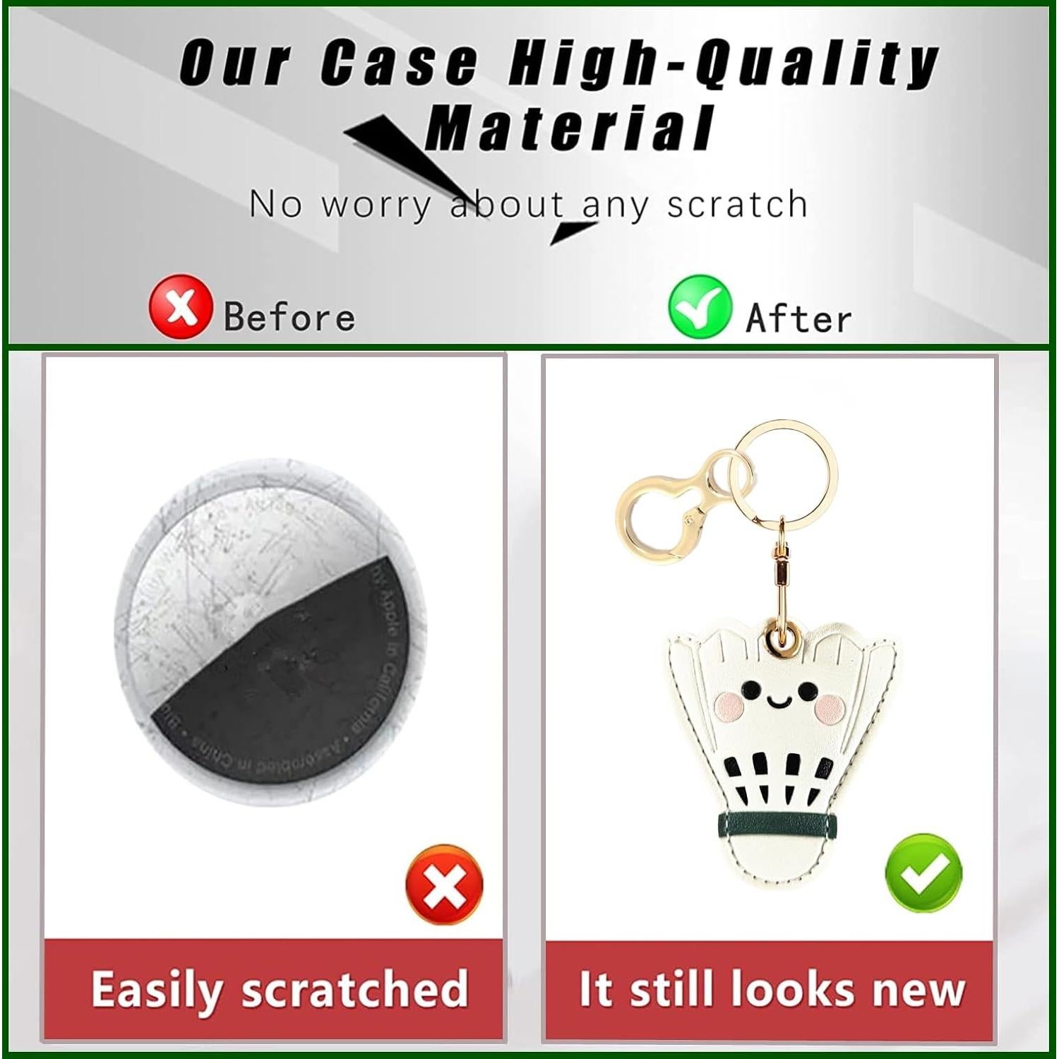 Funda de cuero PU BORKUANA para AirTag - Diseño Bádminton