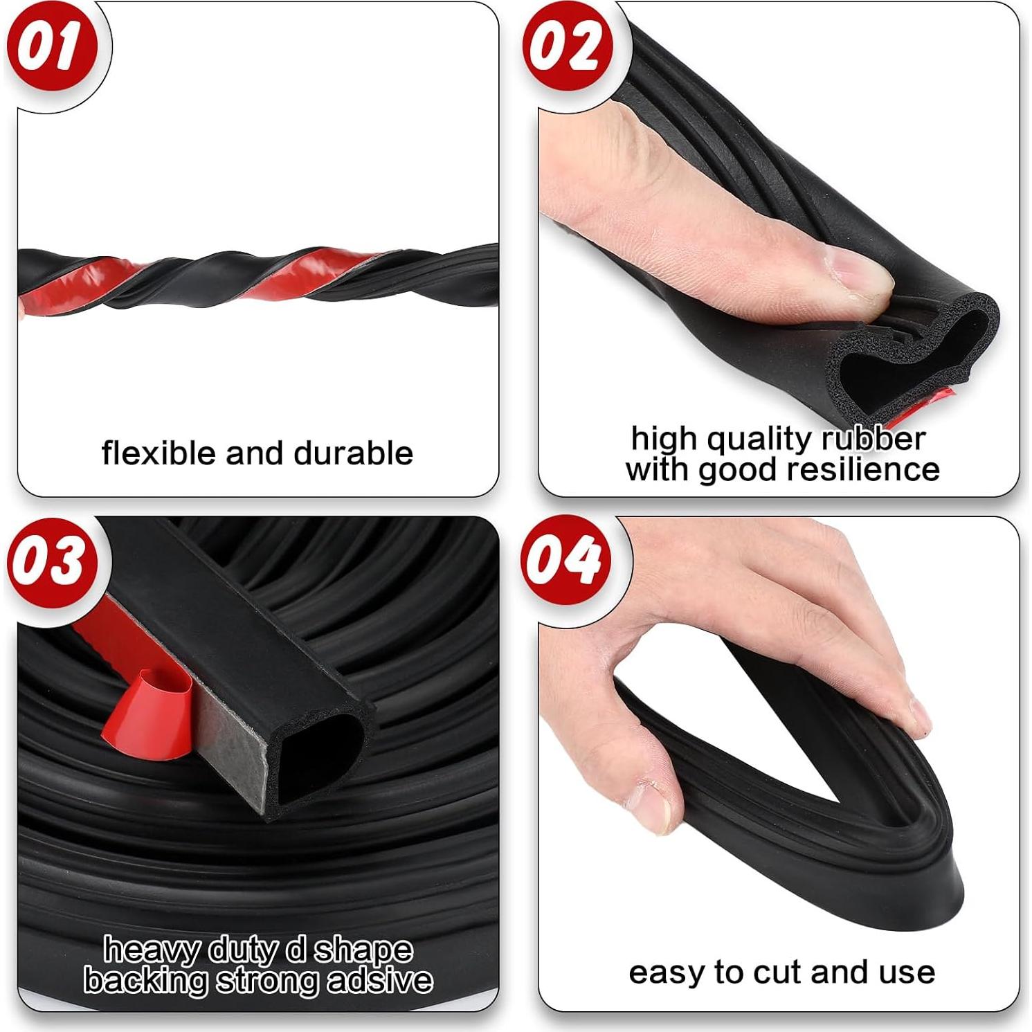 Tira de Sello de Puerta Sacubee 1.8m Goma EPDM Autoadhesiva