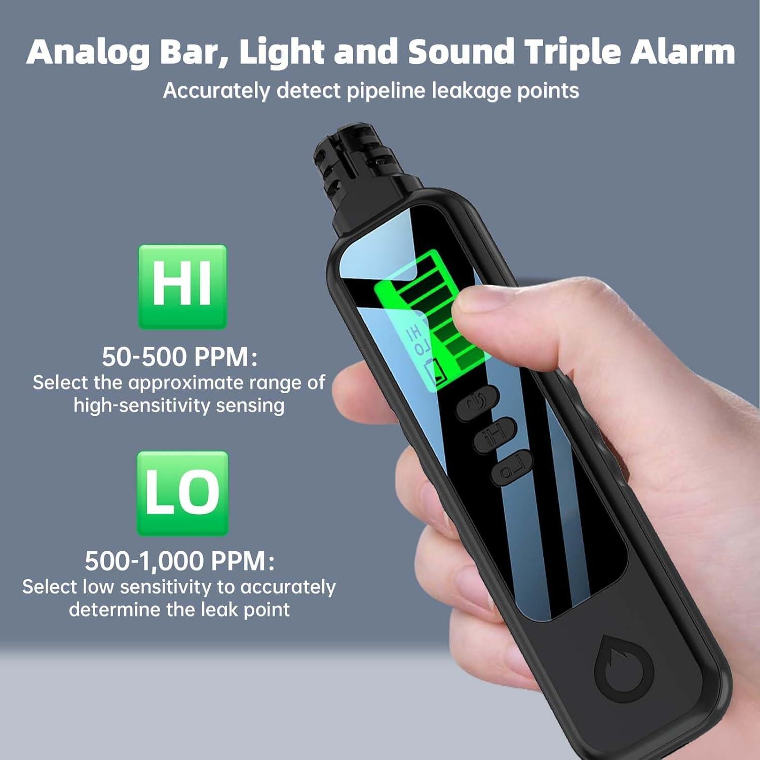Detector de Gas Natural ZKH HD06, Portátil, 50-1000PPM, LCD