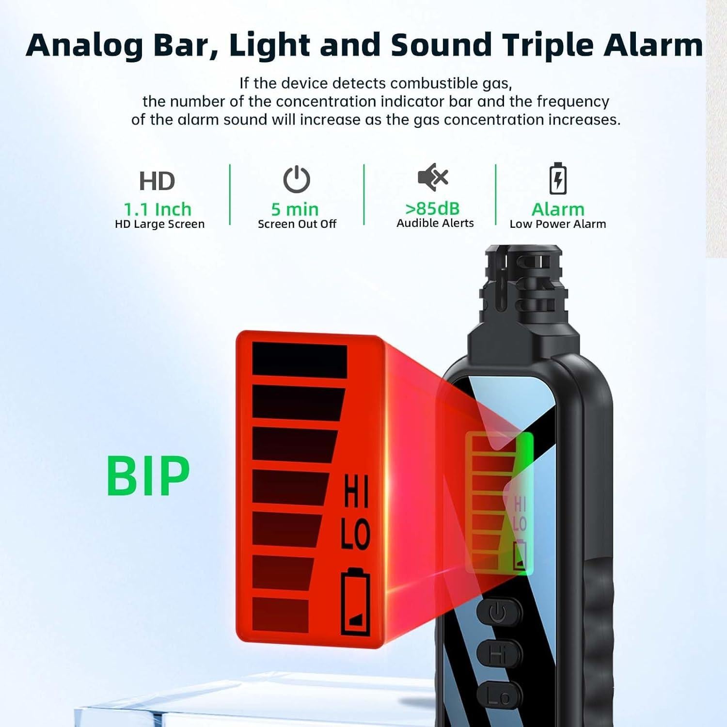 Detector de Gas Natural ZKH HD06, Portátil, 50-1000PPM, LCD