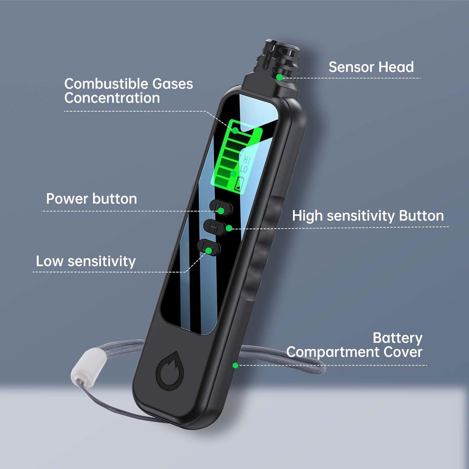 Detector de Gas Natural ZKH HD06, Portátil, 50-1000PPM, LCD