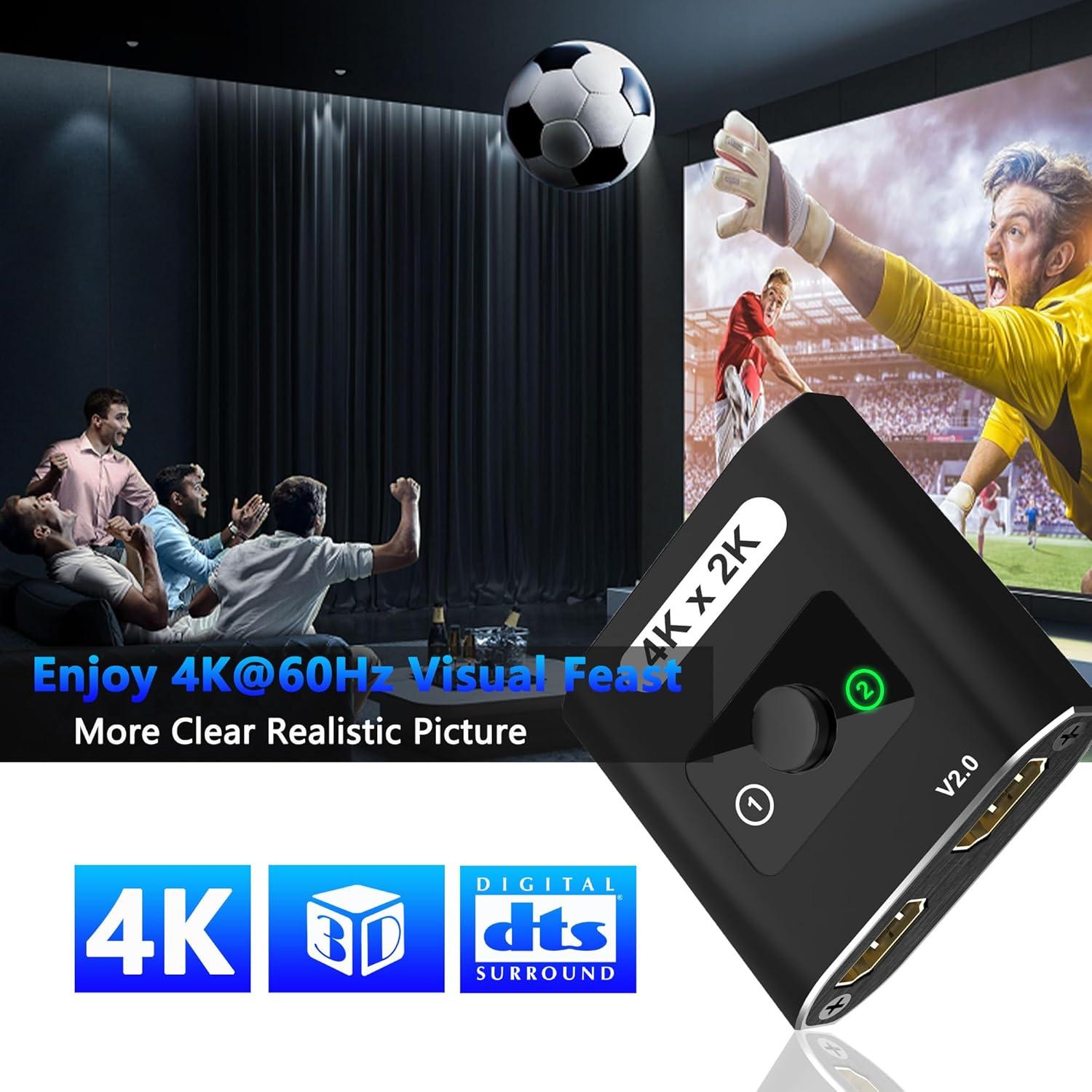 Switch HDMI Bi-Direccional 4K@60Hz AUKOKIOULA 1 en 2 Salidas