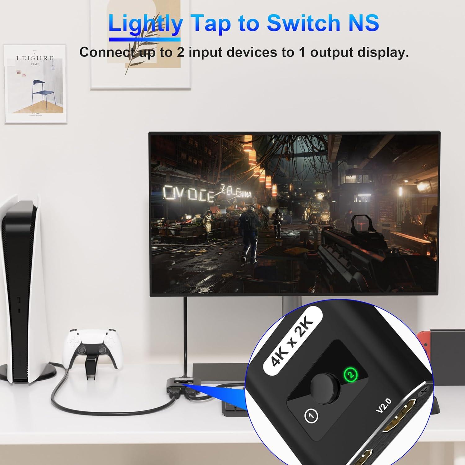 Switch HDMI Bi-Direccional 4K@60Hz AUKOKIOULA 1 en 2 Salidas