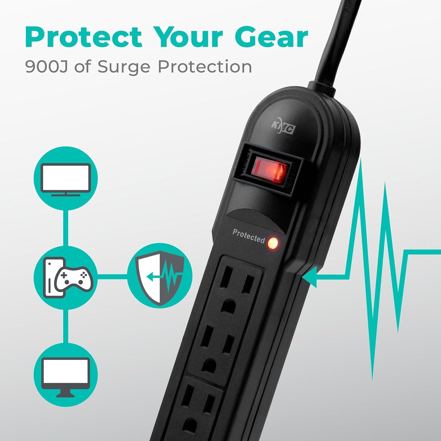 Regleta KMC de 6 Salidas con Protección Sobretensión 900 Julios