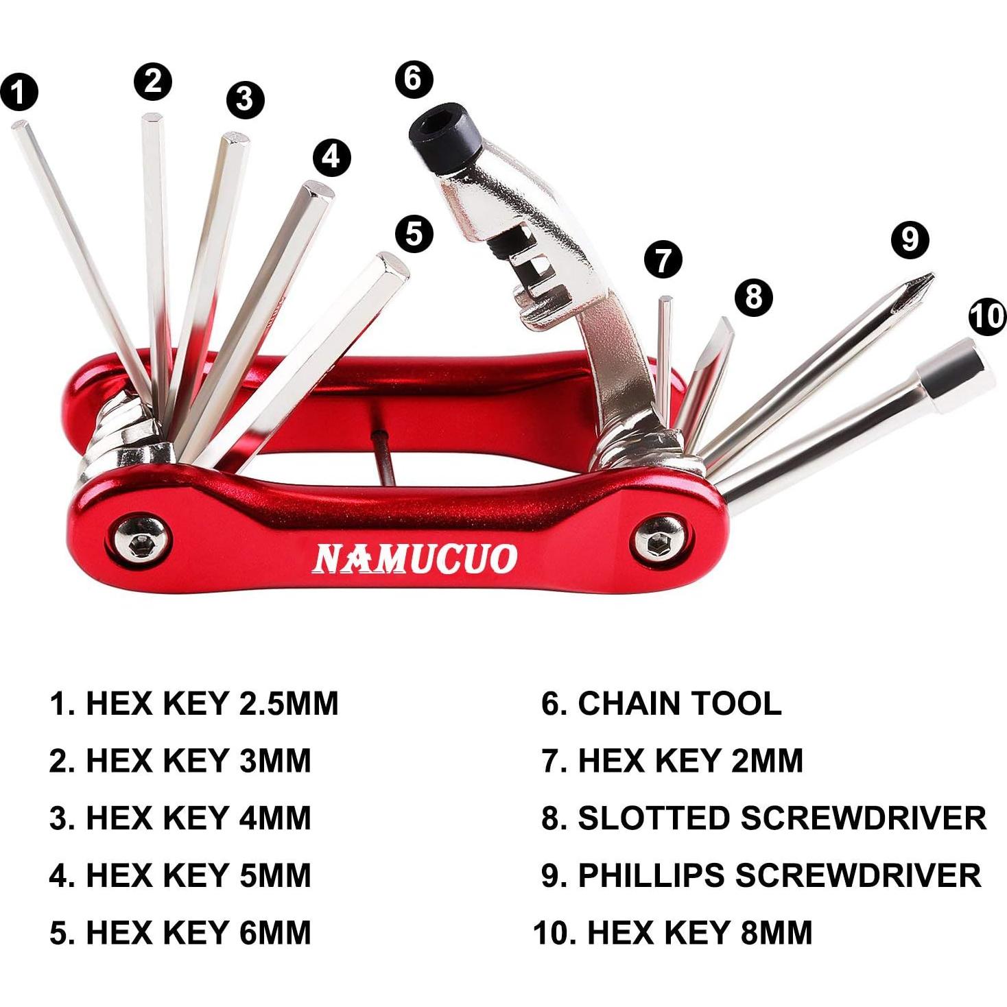 Kit de Reparación de Bicicleta YBEKI 10 en 1 con Bolsa Impermeable