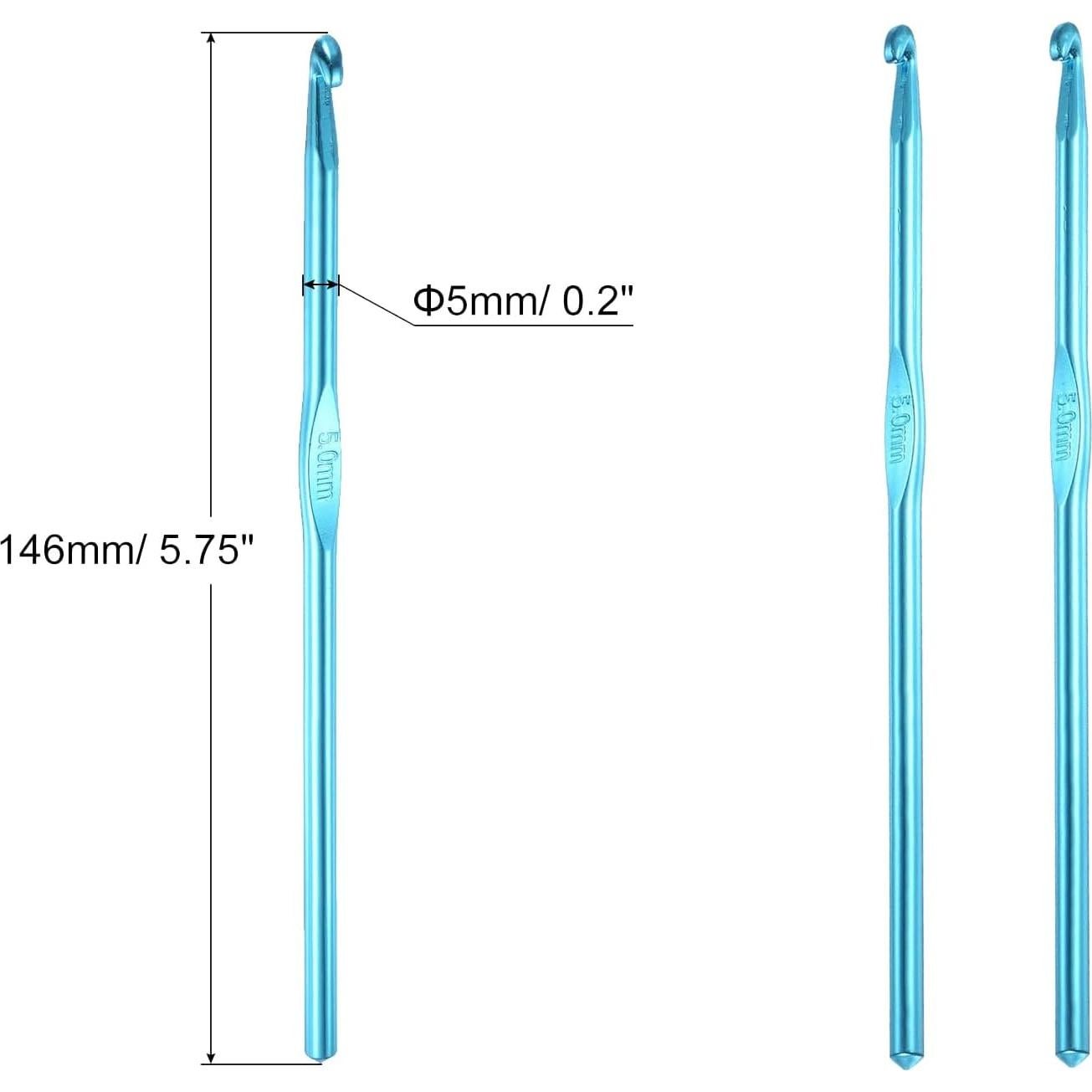 Ganchos de Crochet de Aluminio HEYLEAYAR 5mm 14Pcs Azul