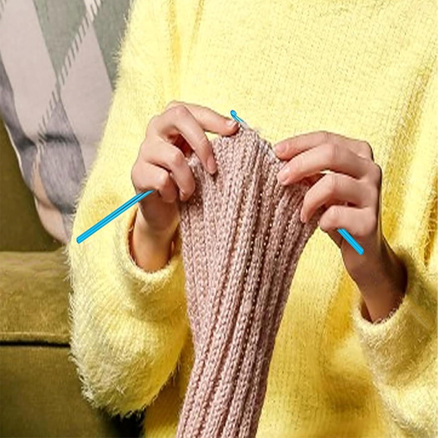 Ganchos de Crochet de Aluminio HEYLEAYAR 5mm 14Pcs Azul