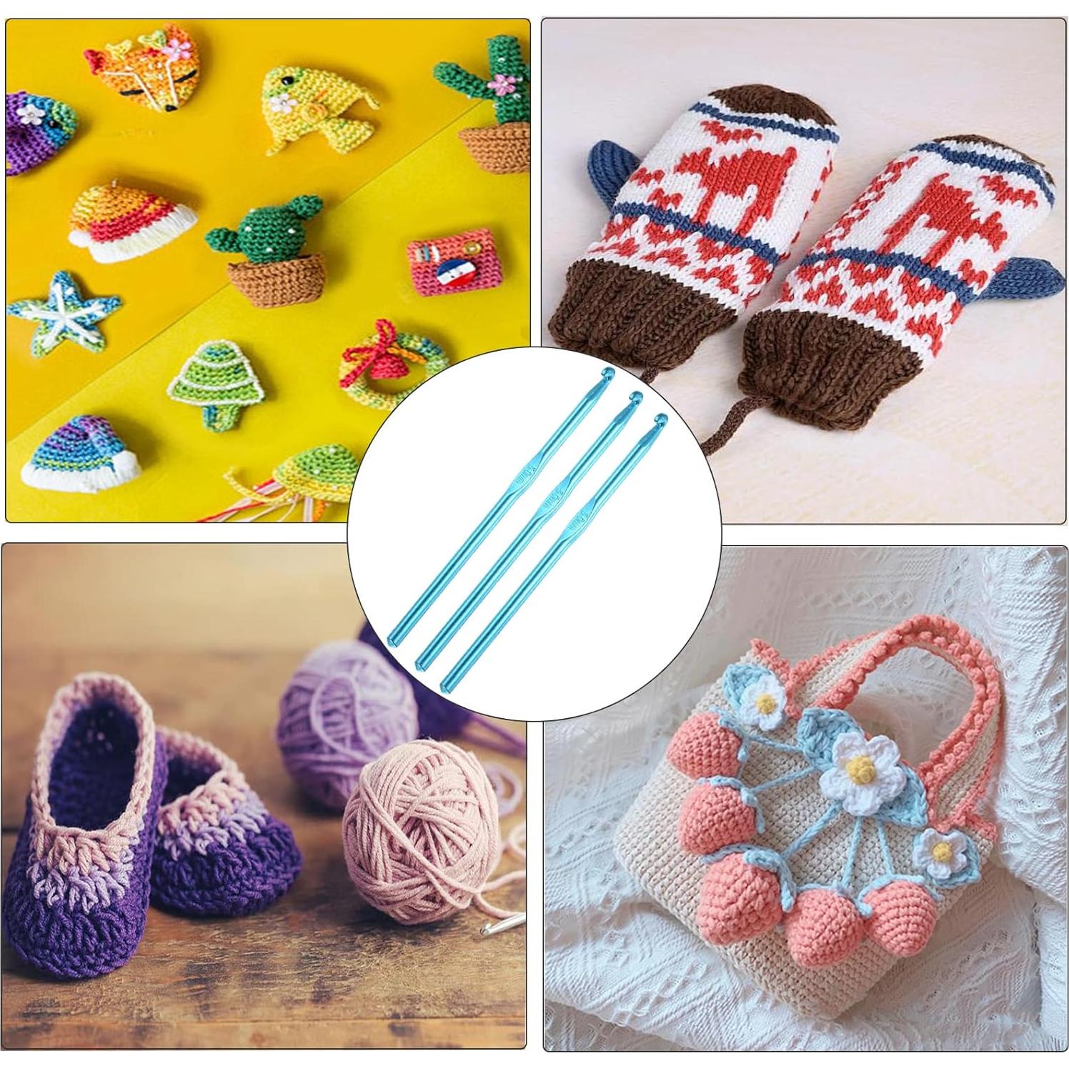 Ganchos de Crochet de Aluminio HEYLEAYAR 5mm 14Pcs Azul