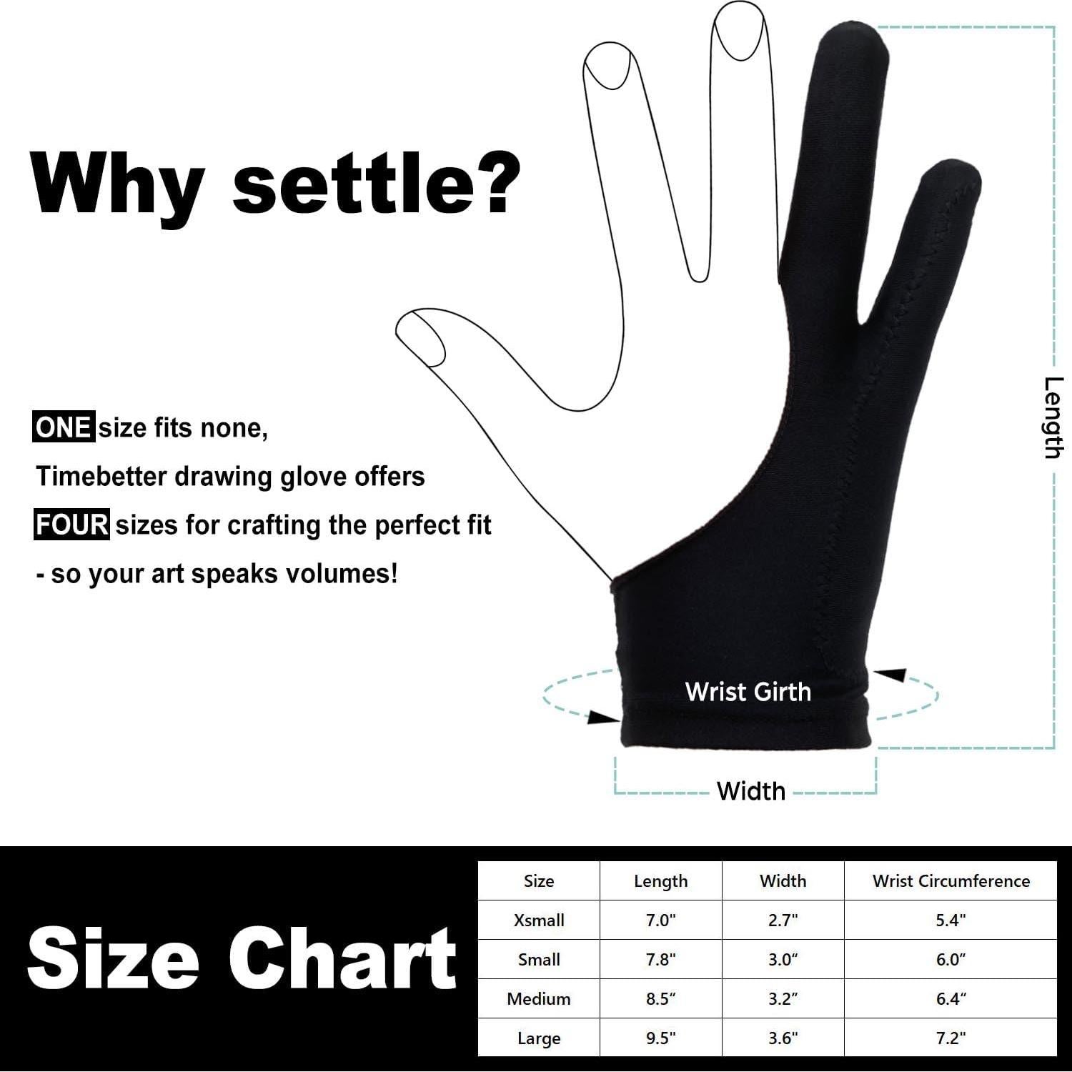 Guante de Dibujo Digital Timebetter - 2 Paquete, Tamaño M