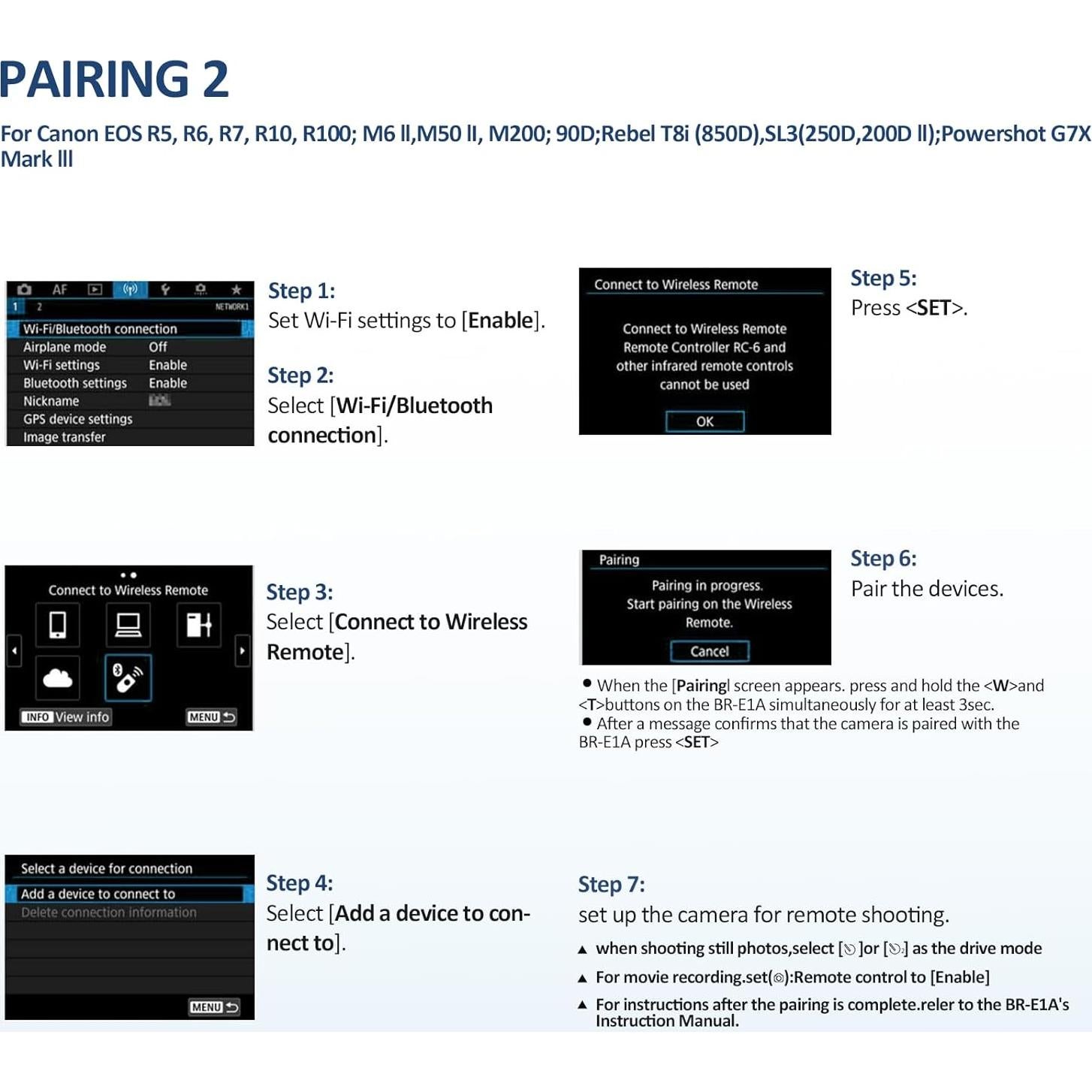 Control Remoto Inalámbrico AODELAN BR-E1A para Cámara Canon