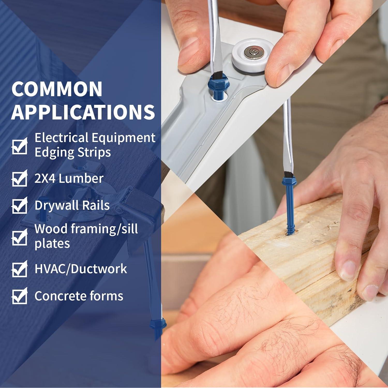 200 Tornillos de Concreto GOOBETTER 6.35x82.55mm con Brocas