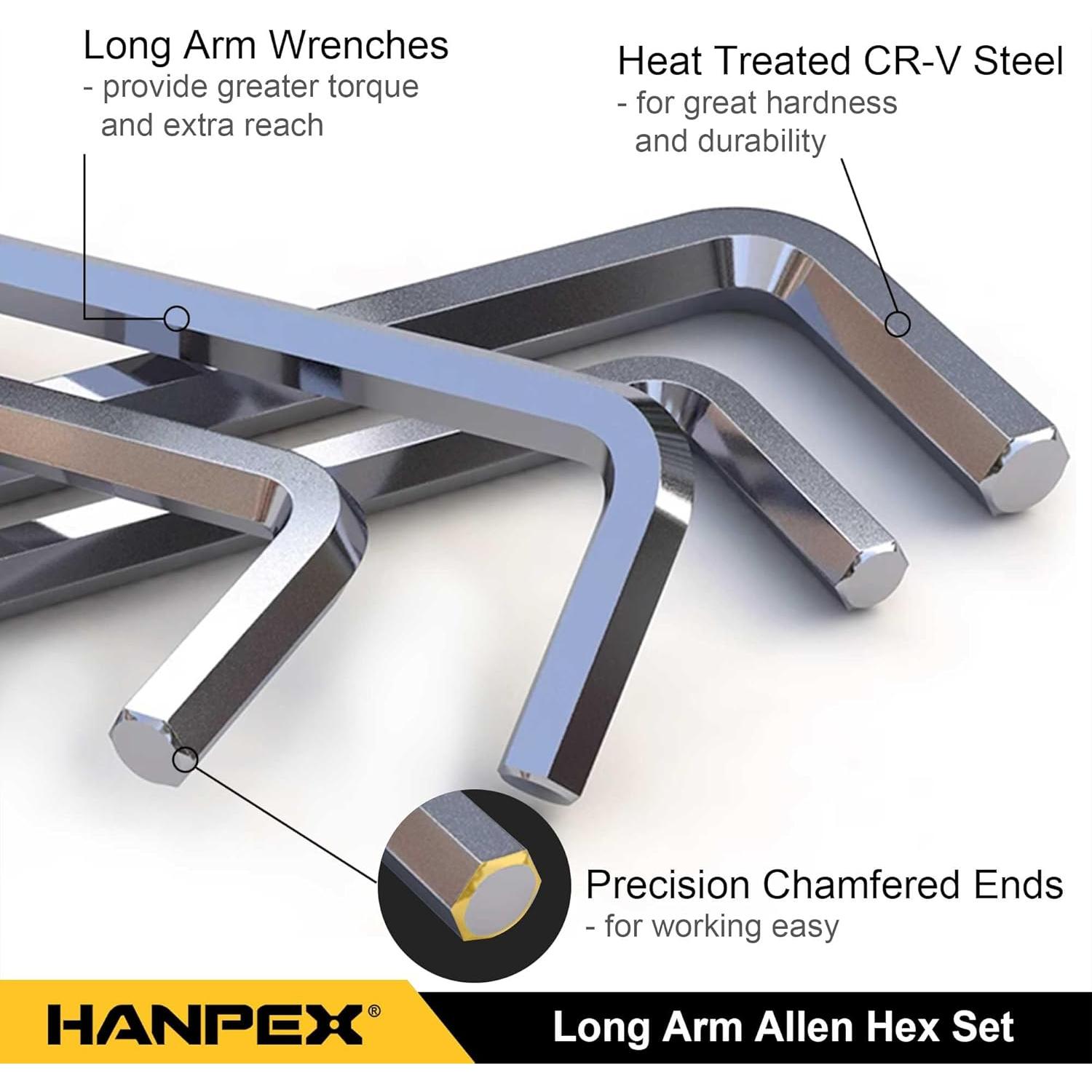 Juego de Llaves Hexagonales Allen Hanpex 9 Piezas Métricas
