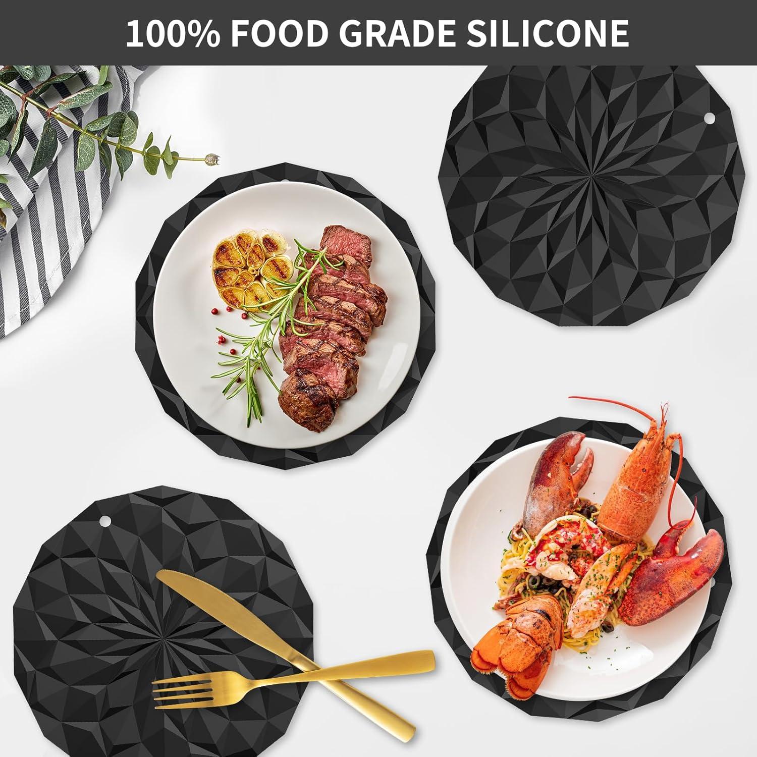 Tapetes de Silicona ME.FAN - 4 Trivets Redondos Resistentes al Calor