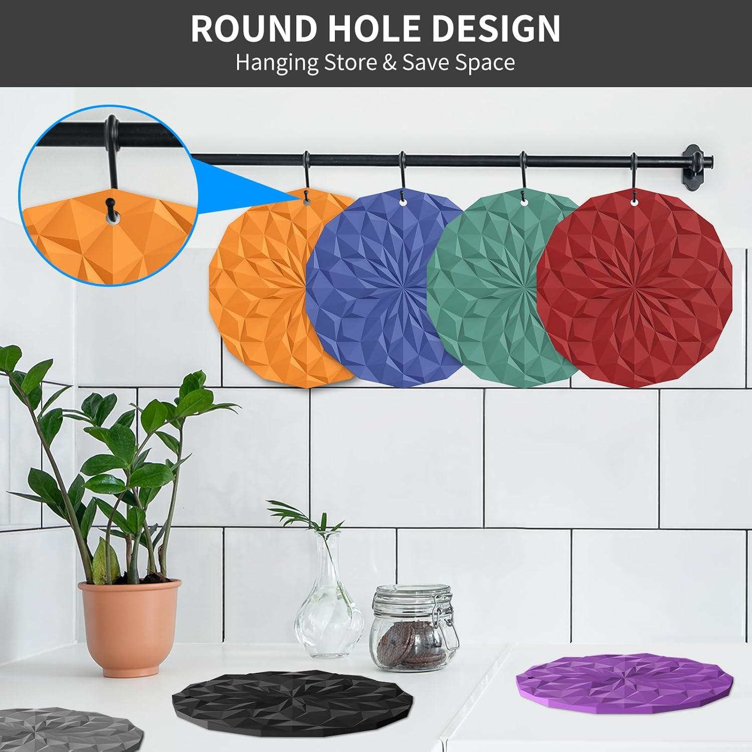 Tapetes de Silicona ME.FAN - 4 Trivets Redondos Resistentes al Calor