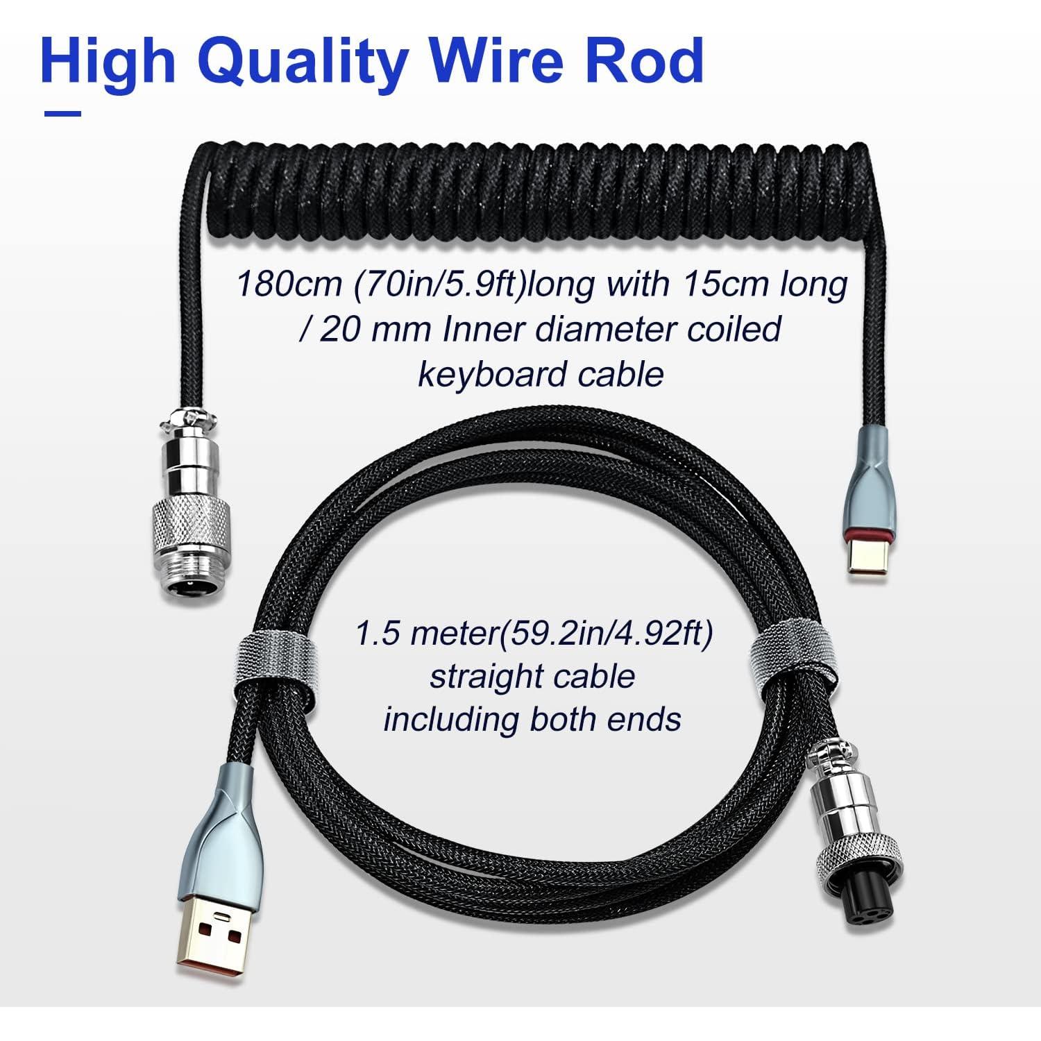 Cable Enrollado USB-C UCINNOVATE 1.8m con Conector Aviador