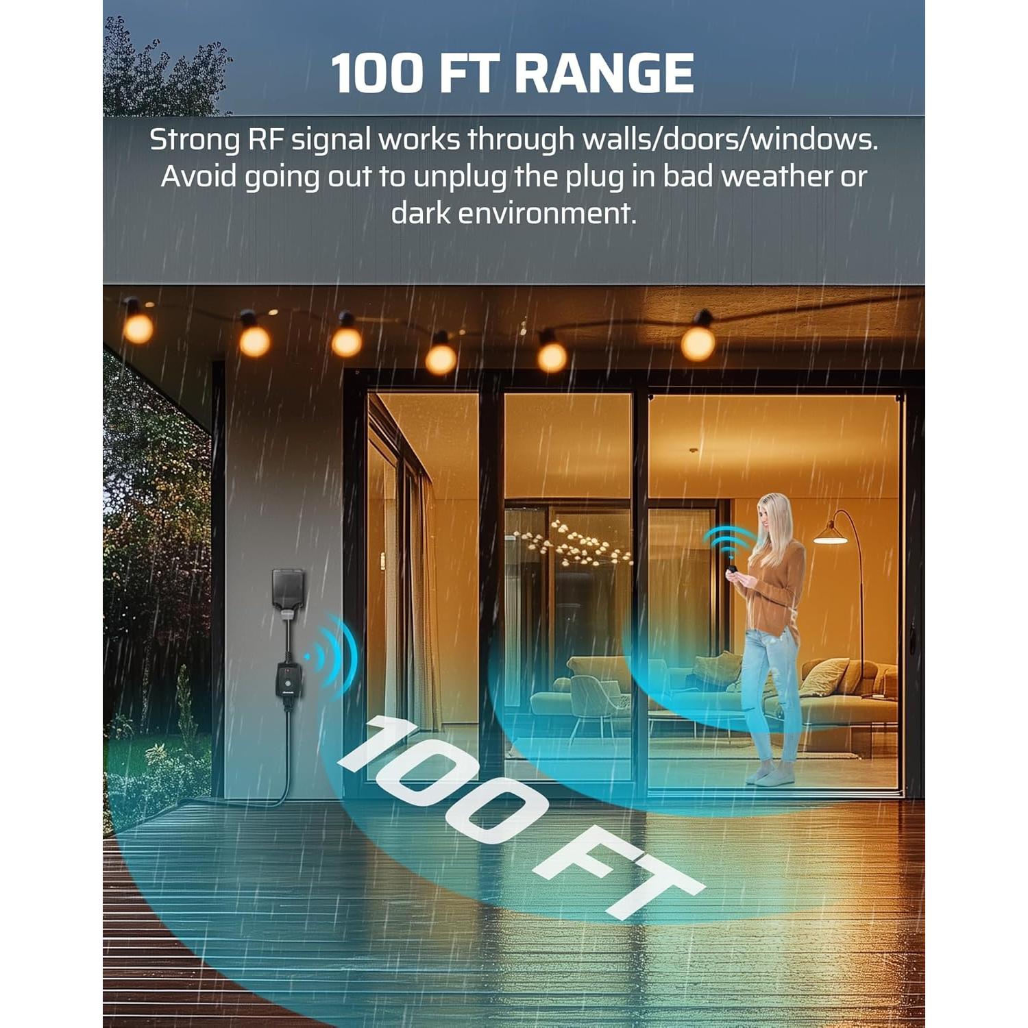 Enchufe de Control Remoto DEWENWILS para Exterior 15A 100FT