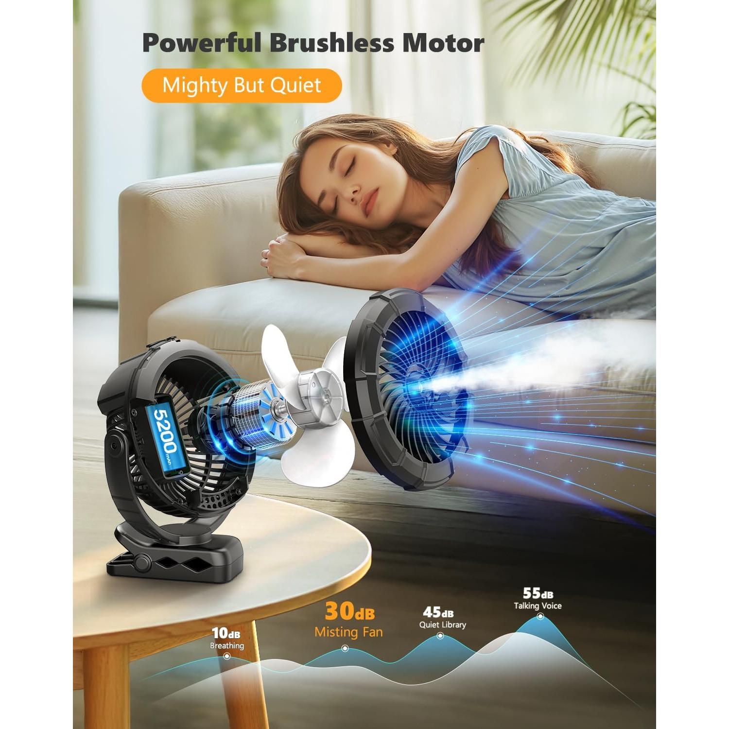 Ventilador Portátil Ausic P60 con Nebulización y LED 3 Velocidades