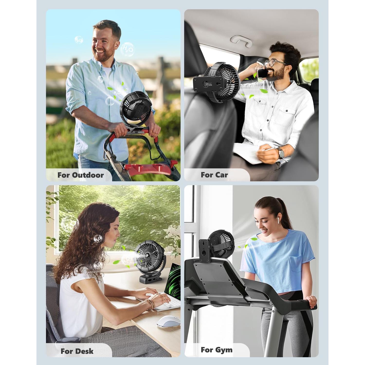 Ventilador Portátil Ausic P60 con Nebulización y LED 3 Velocidades