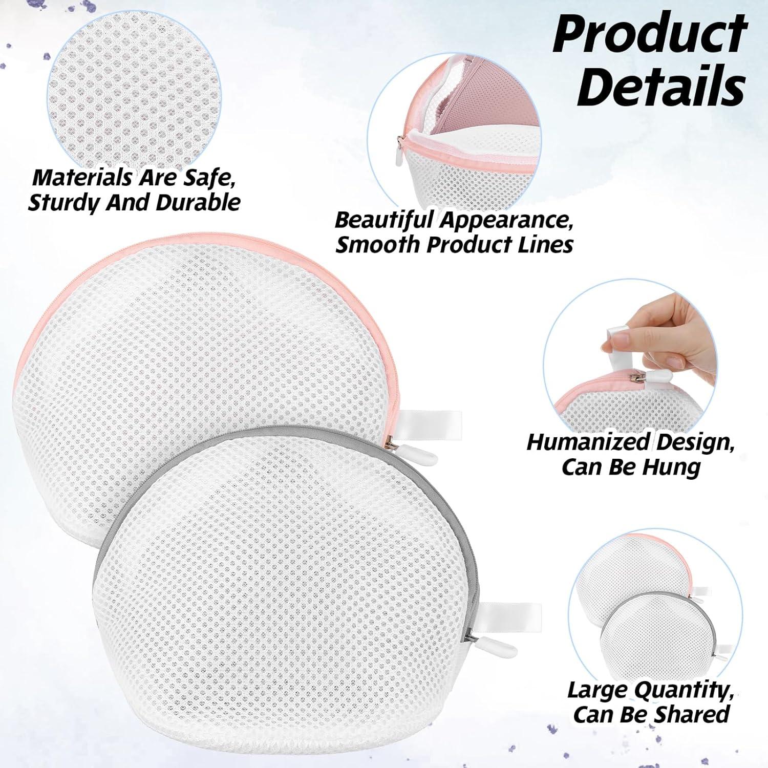 Bolsa de Lavado de Sujetadores Cobee 2 Piezas Malla Rosa y Gris