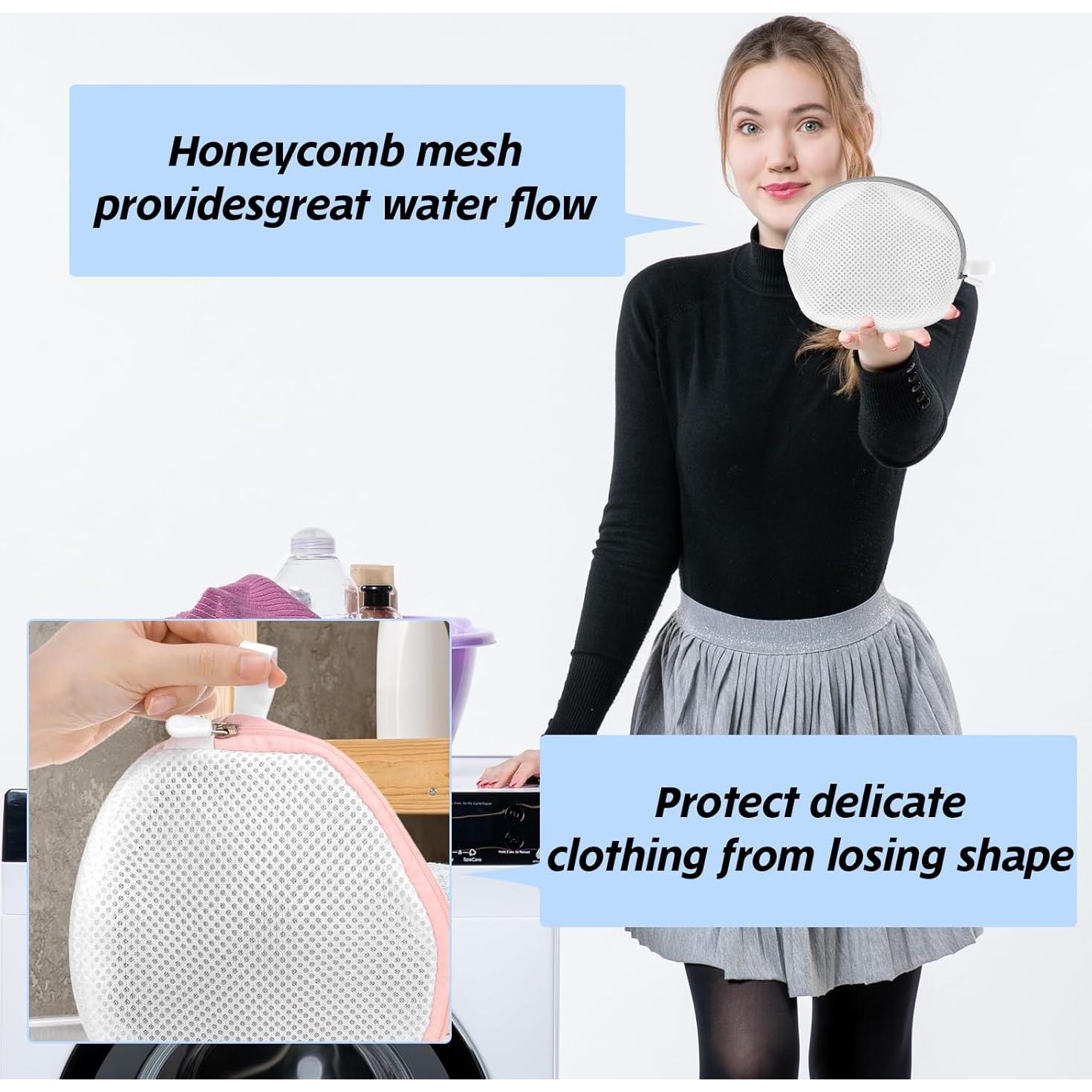 Bolsa de Lavado de Sujetadores Cobee 2 Piezas Malla Rosa y Gris