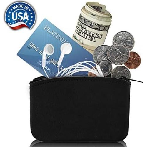 Monedero Grande de Cuero Genuino Nabob para Mujeres Negro 12.7x7.6 cm