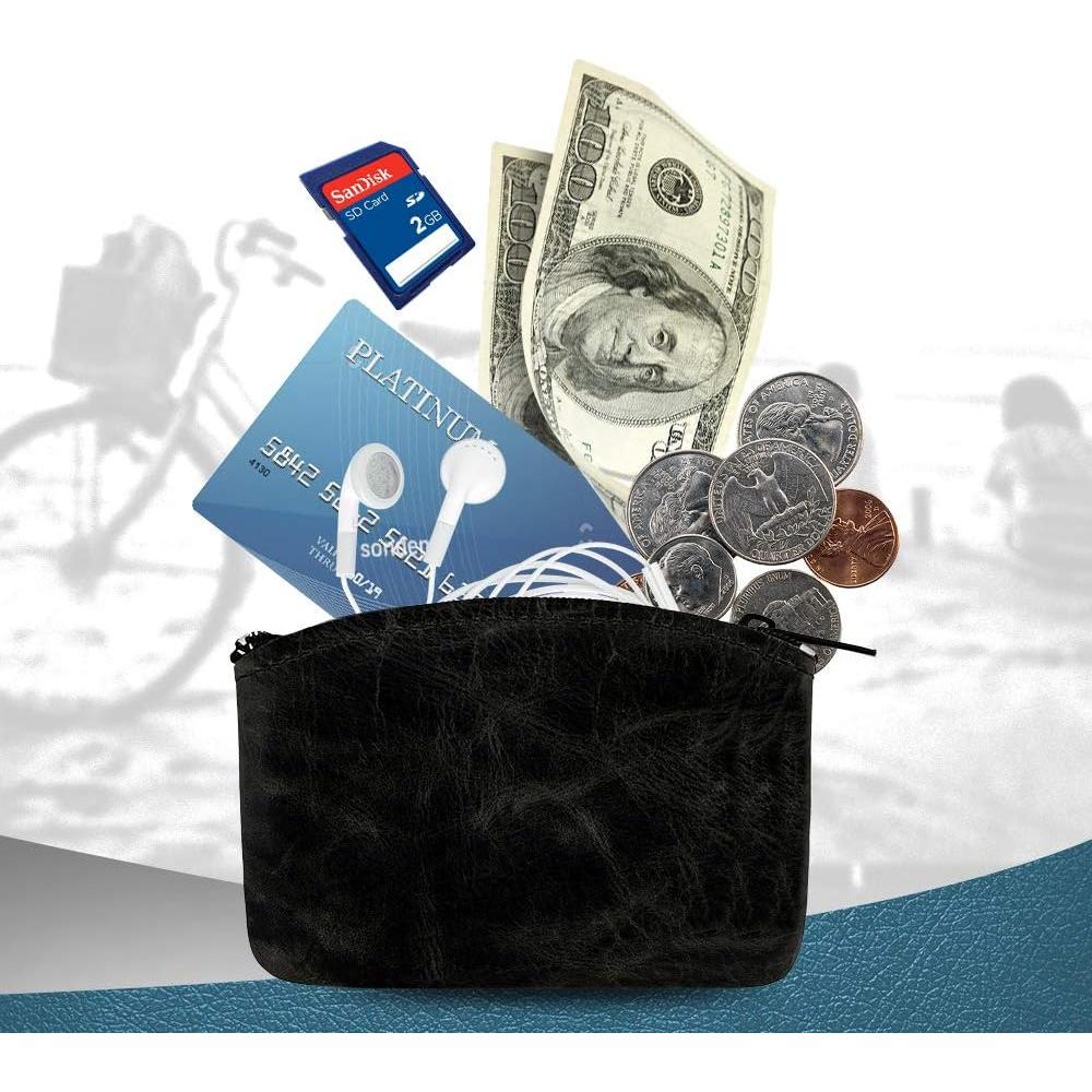 Monedero Grande de Cuero Genuino Nabob para Mujeres Negro 12.7x7.6 cm