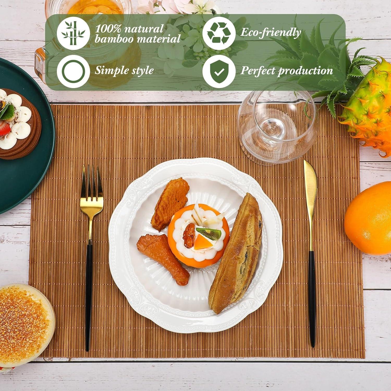 Juego de 24 Manteles de Bambú Patelai 40x30 cm Lavables