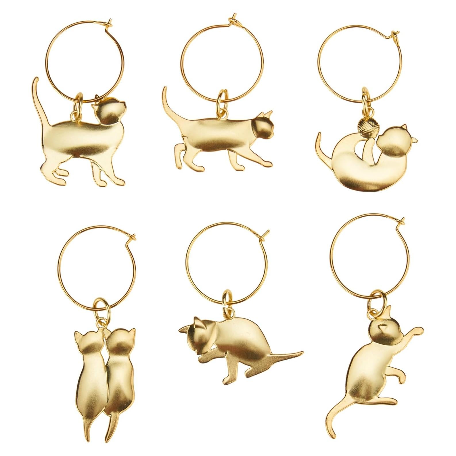 Encantos de Vino para Gatos Dorados Twine - 6 Diseños Únicos