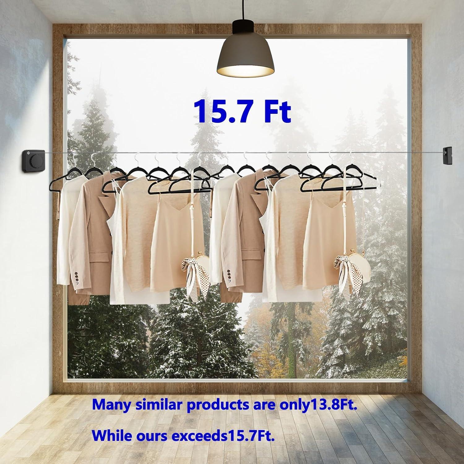 Tendedero Retráctil Interior SIWUKEH 4.78m Anti-sag con Clips