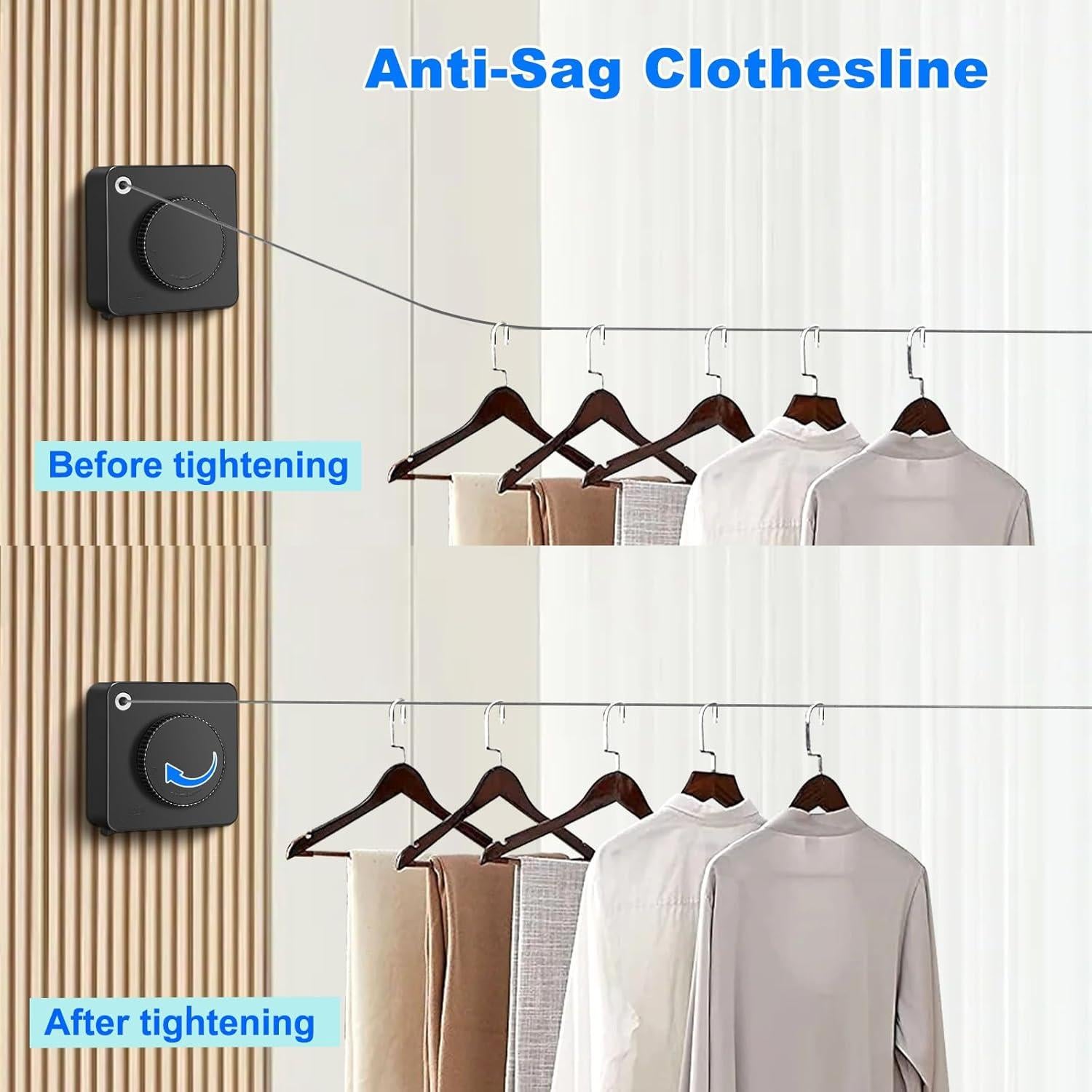 Tendedero Retráctil Interior SIWUKEH 4.78m Anti-sag con Clips