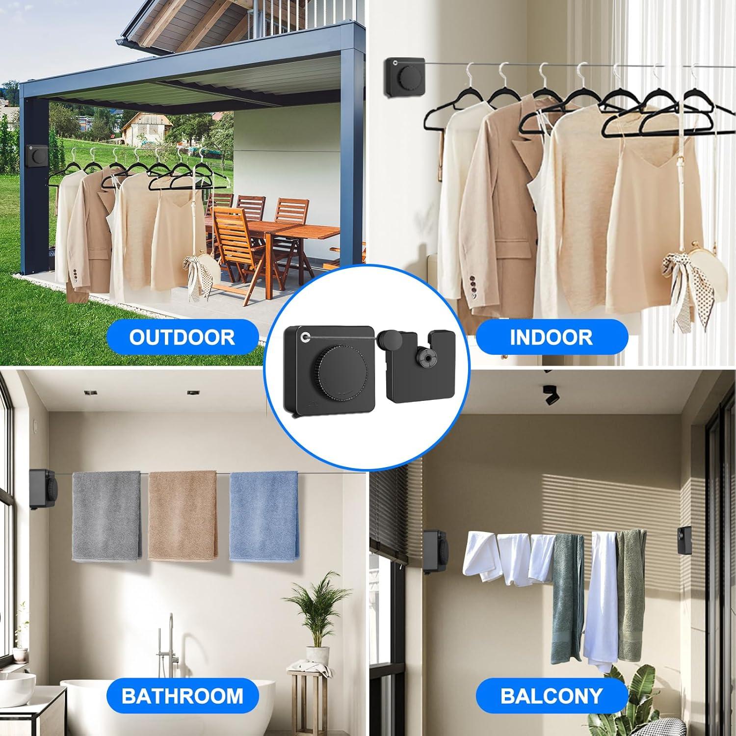 Tendedero Retráctil Interior SIWUKEH 4.78m Anti-sag con Clips