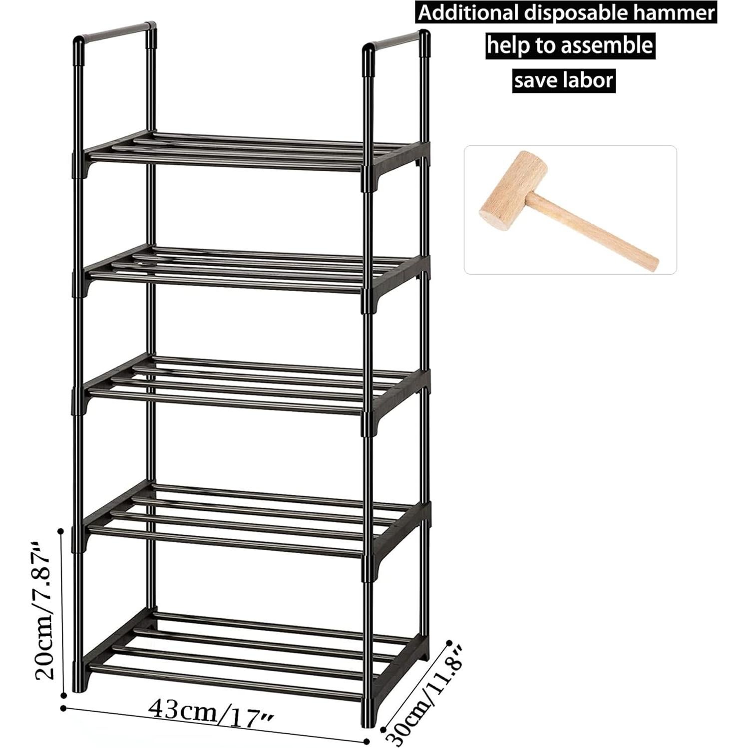 Estante de Zapatos OYREL 5 Niveles Metal Resistente Negro