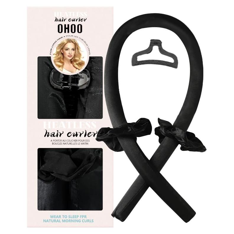 Juego de Rulos de Satén Sin Calor OHOO - 1 Cuenta Negro