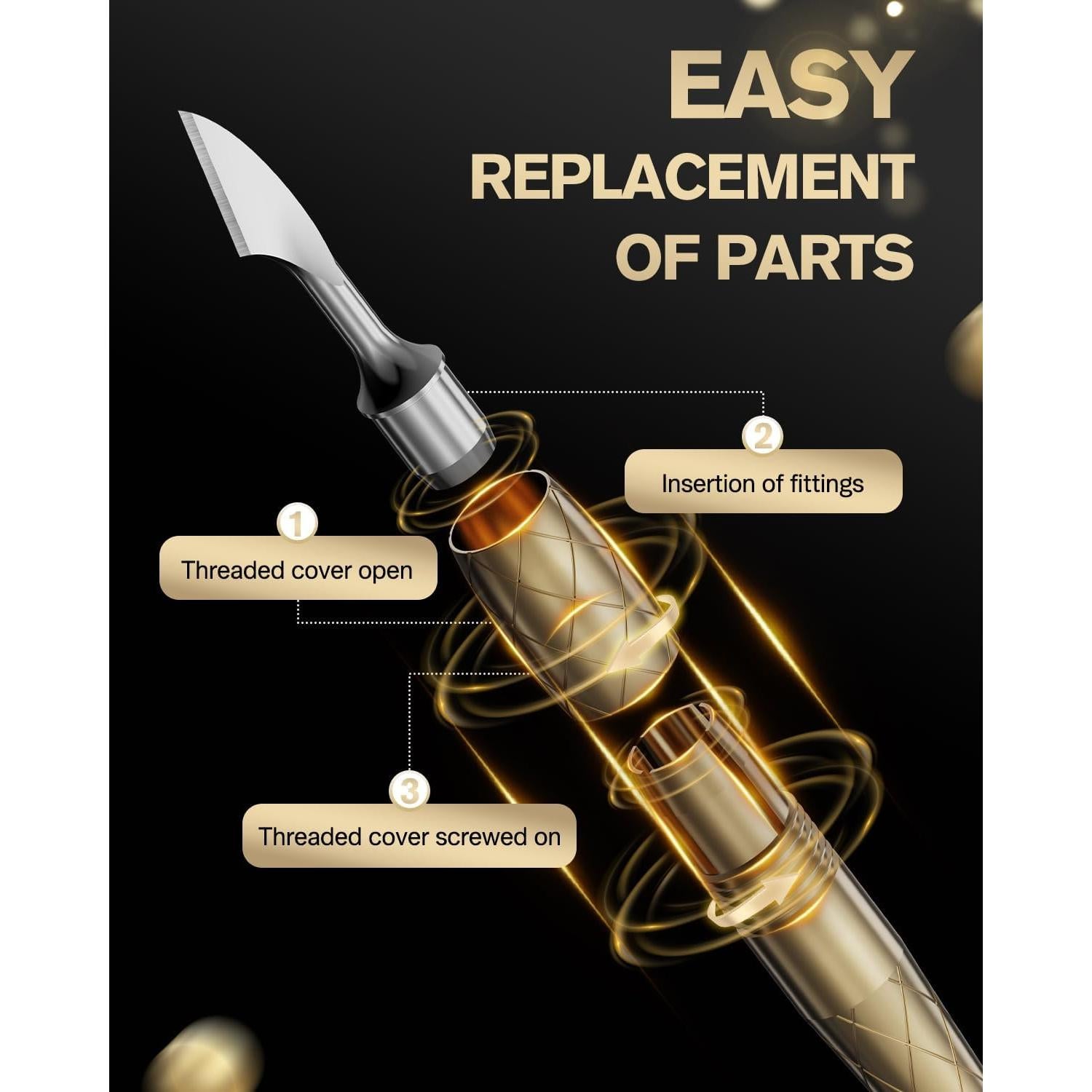FERYES Herramienta Empujadora de Cutículas 4 en 1 - Acero Inoxidable