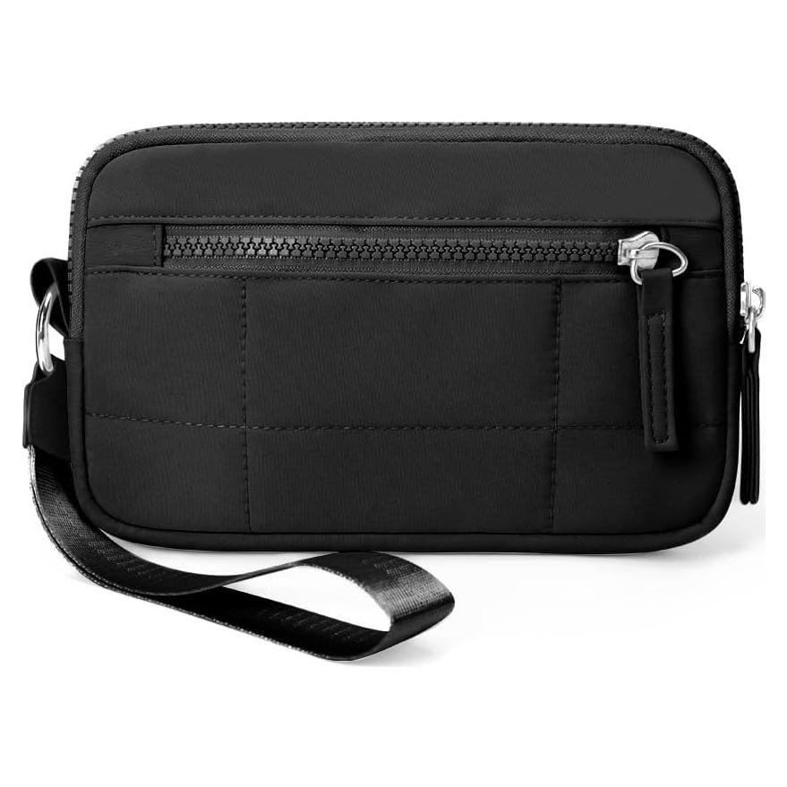 Cartera de Muñeca Acolchada Nylon RFID para Mujeres - Negro