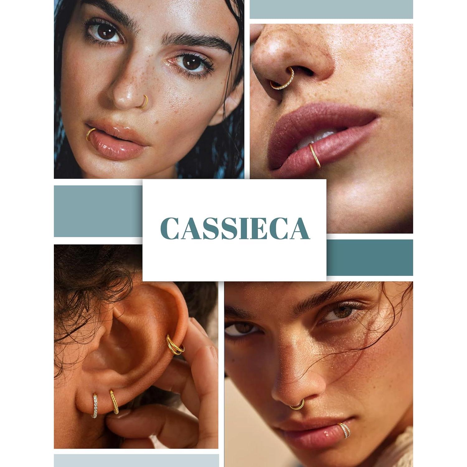 Aros de Nariz CASSIECA 5Pcs Acero Quirúrgico Hipoalergénico