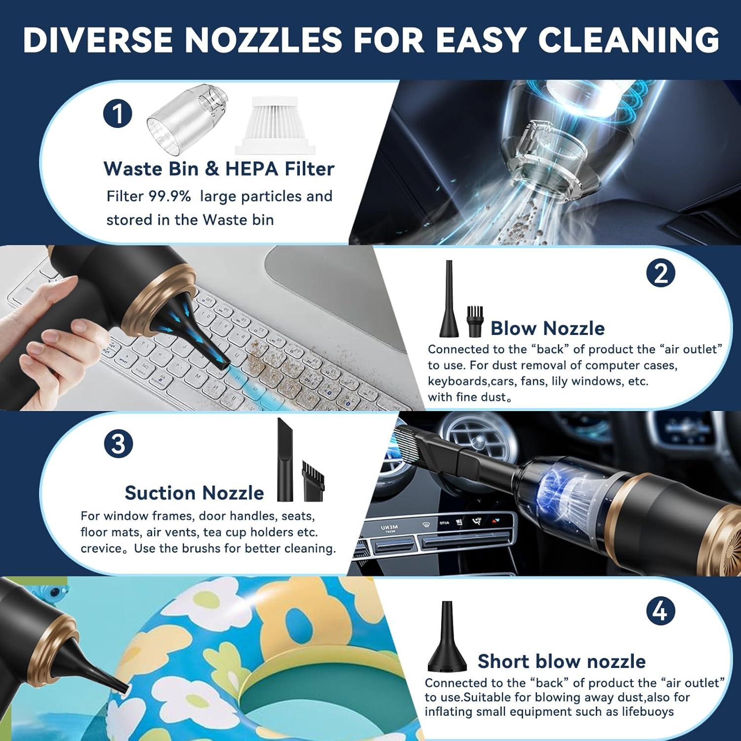 Aspiradora Portátil Inalámbrica BELIBUY XCQ-808 100W Negro