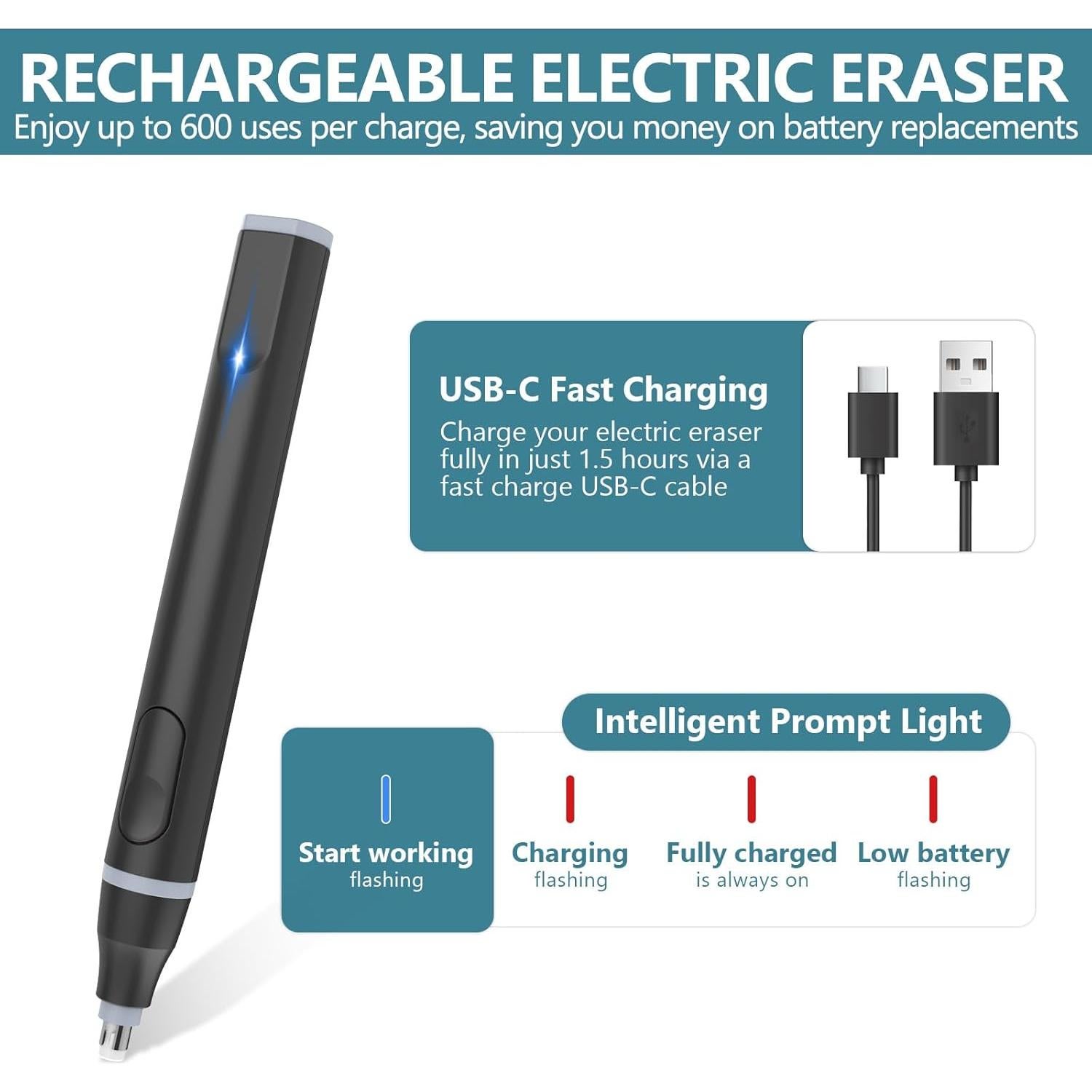 Borrador Eléctrico Recargable Foyucool con 220 Recambios