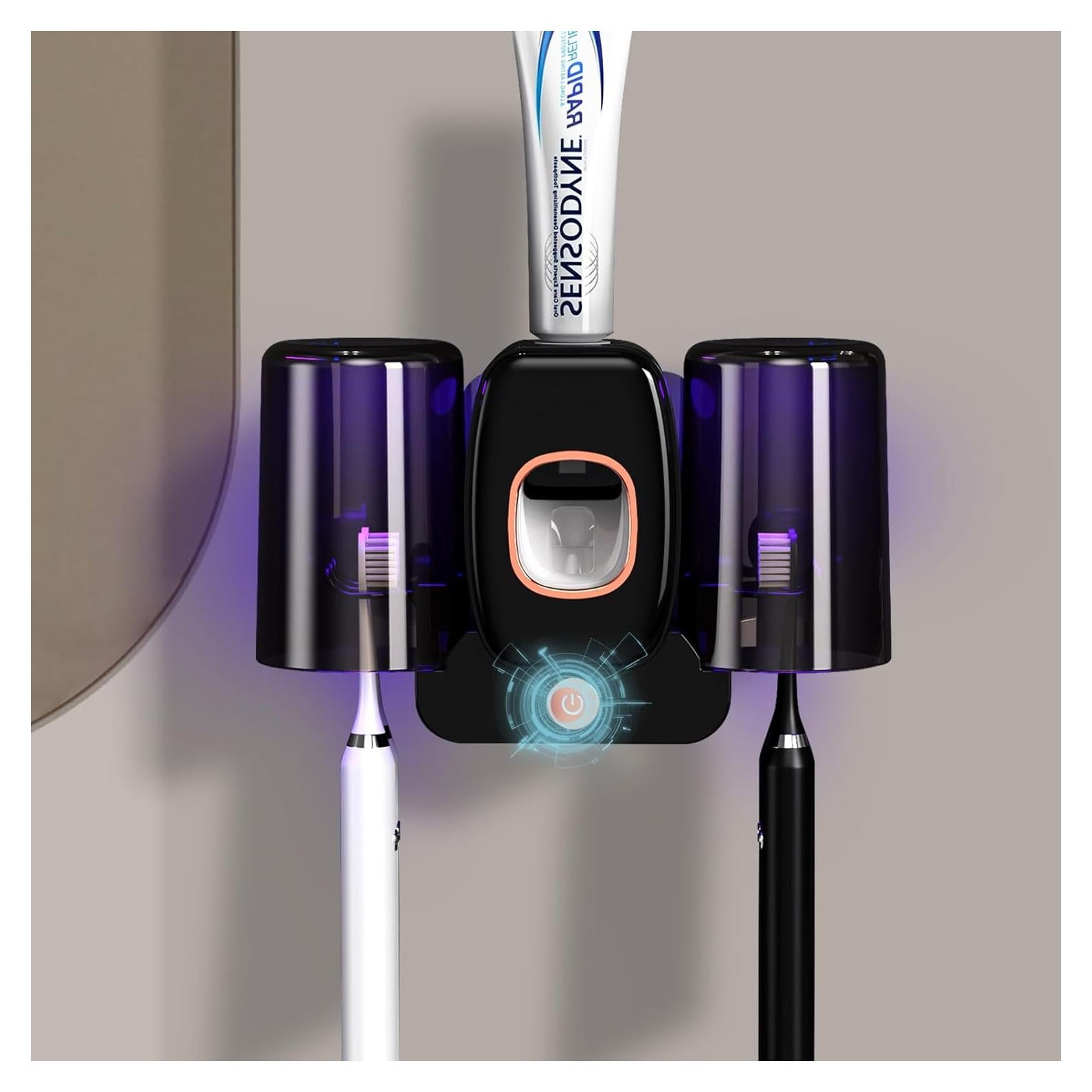 Soporte para Cepillos de Dientes Wekity Negro con Dispensador